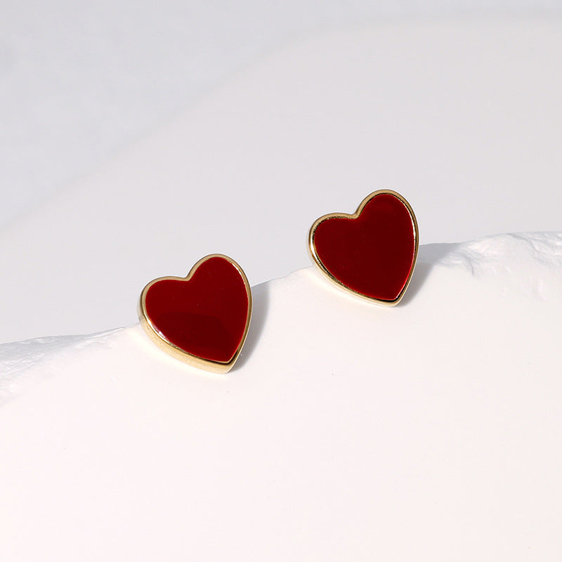 Minimalist Sweet Style Heart-Shaped Stainless Steel Earrings with Gold Plating Waterproof Drop Design for Women