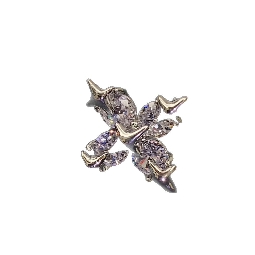 Orecchini a croce da donna eleganti e dolci, orecchini geometrici in rame con intarsio di zirconi