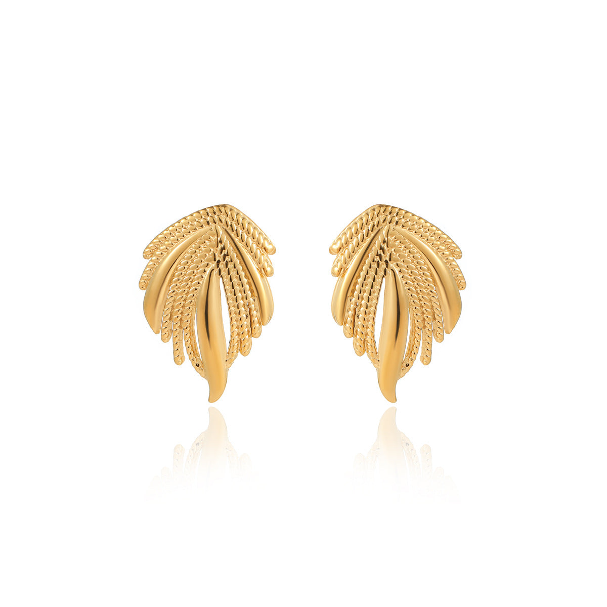 Pendientes minimalistas de titanio con forma de ala chapados en oro y acero inoxidable para mujer