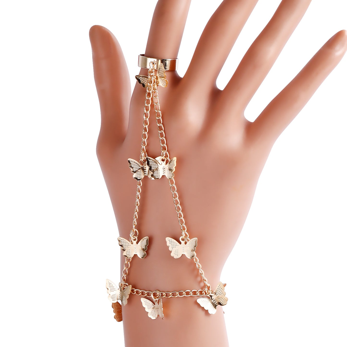 Vintage Geometric Arrow Open Ring Bracelet Set with Rhinestone Inlay and Plated Metal for Women