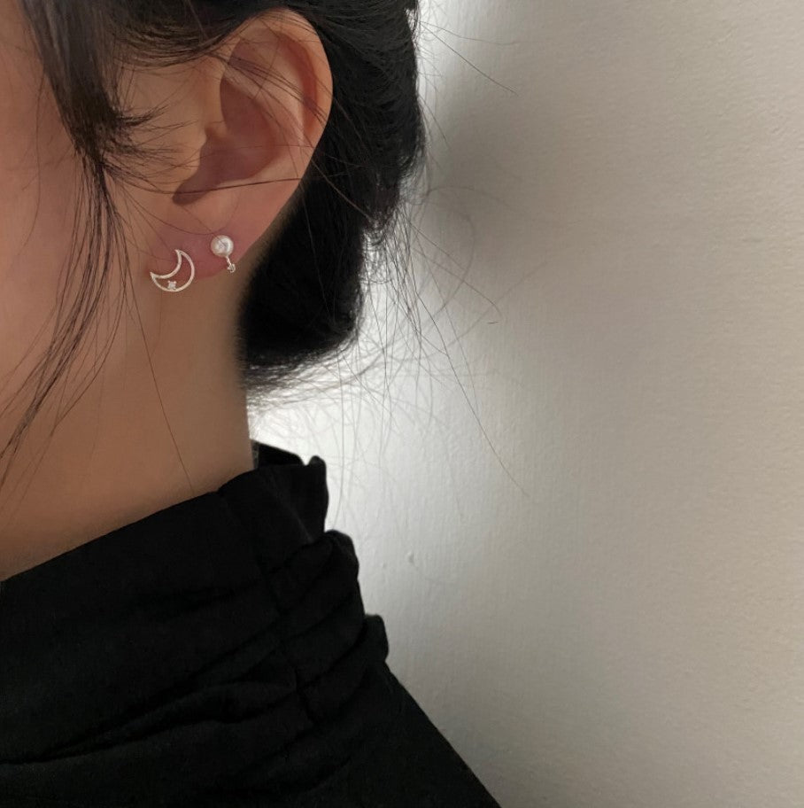 Orecchini a perno da donna a goccia minimalistici in argento sterling 925 con perle d'acqua dolce
