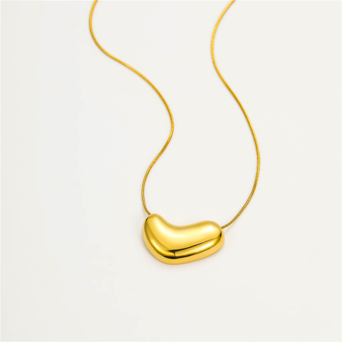 Minimalist Geometric Titanium Steel Snake Chain Necklace with Polished Stainless Steel Pendant for Women