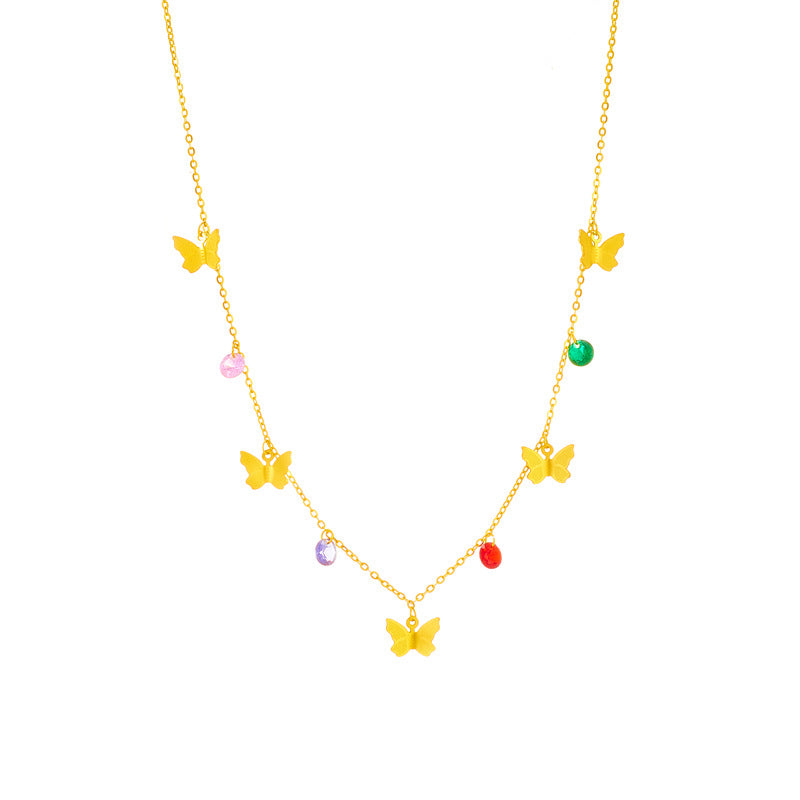 Collana con pendente a farfalla in acciaio inossidabile con finitura placcata da donna, design minimalista e versatile