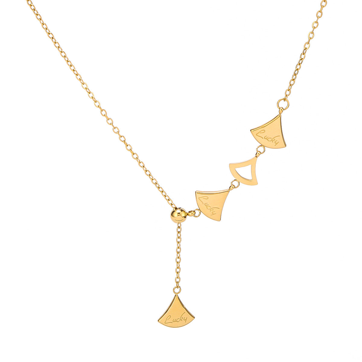 Elegante Collana a Ciondolo a Ventaglio da Donna in Acciaio Inossidabile con Placcatura Sottovuoto in Oro 18K, Gioielli con Catena a Colletto Geometrica Minimalista