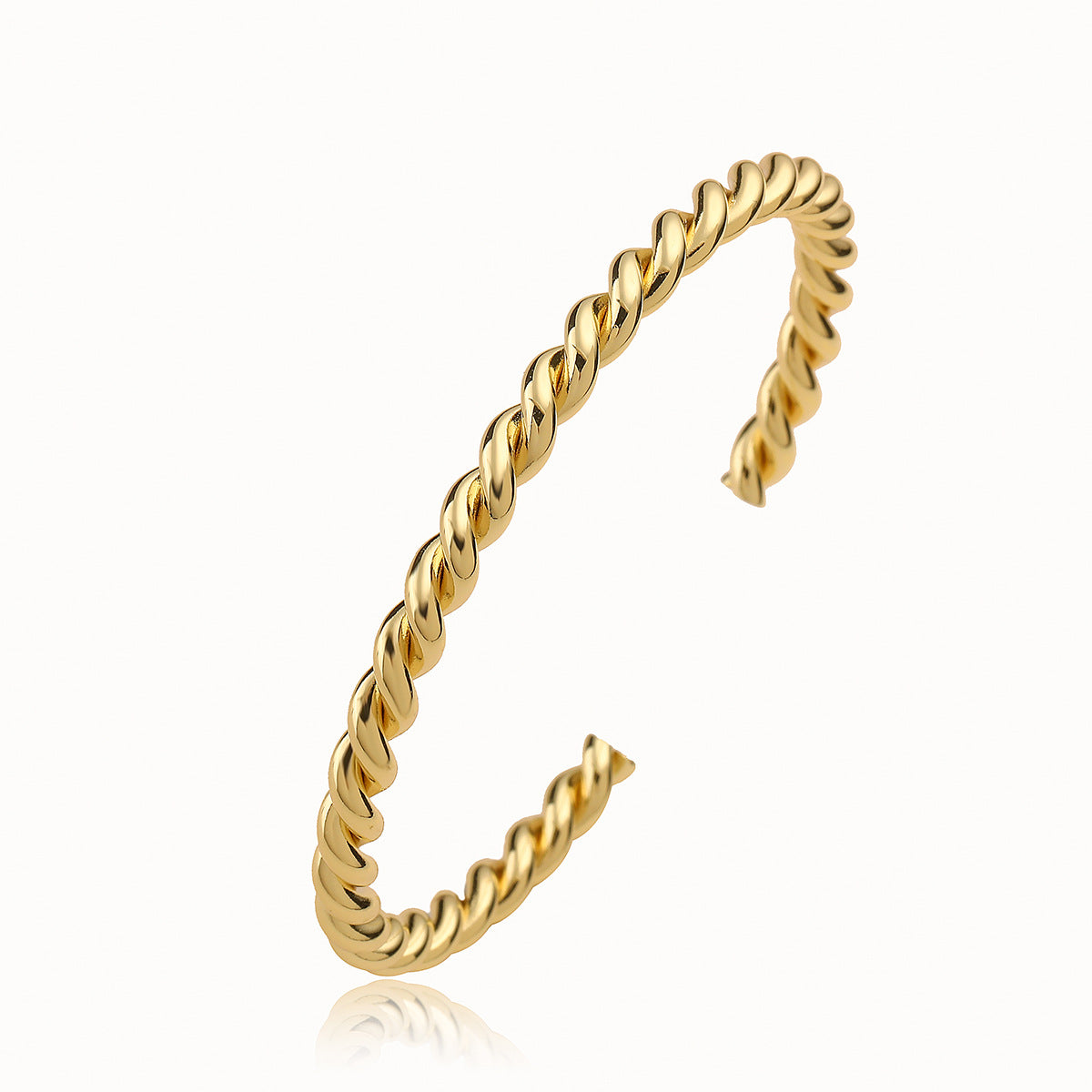 Bracciale Rigido Aperto Geometrico Minimalista da Donna in Rame con Placcatura in Oro Vero, Accessorio Moda d'Ispirazione Vintage