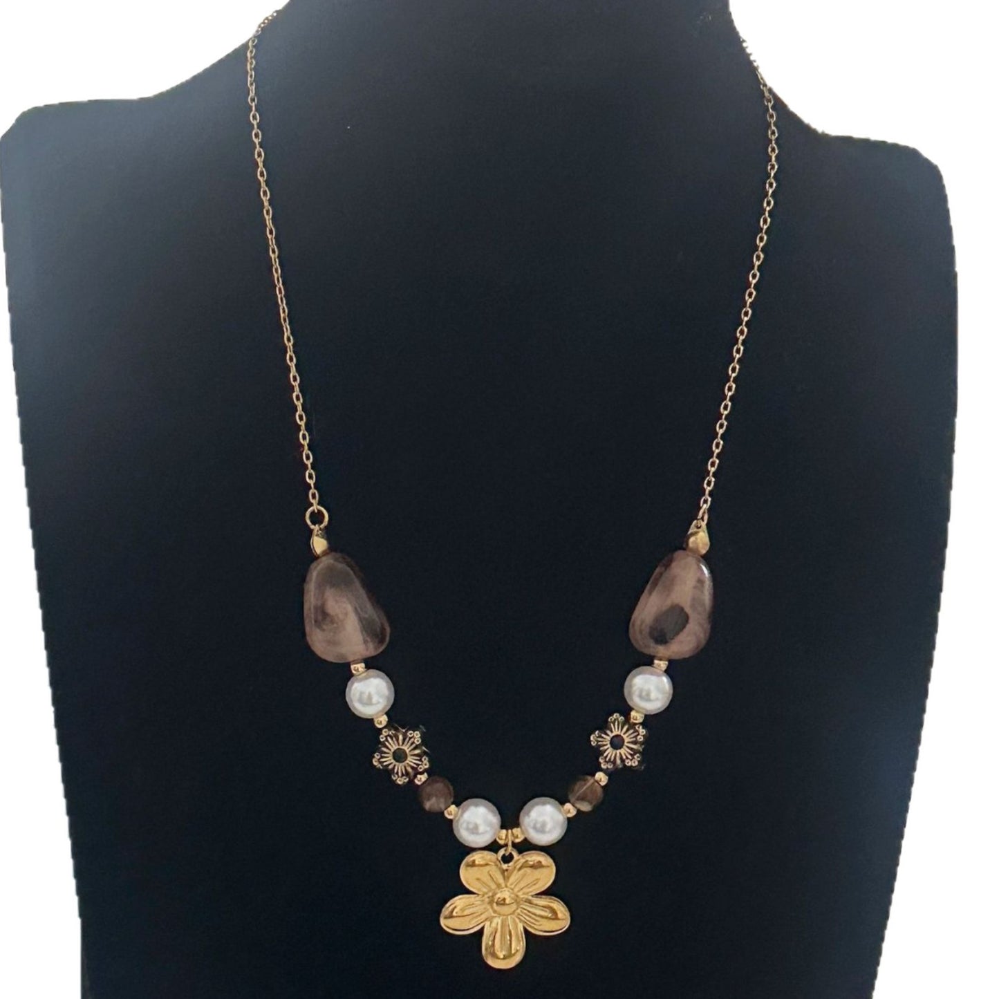 Vintage Floral Geometric Stainless Steel Plated Pendant Necklace for Unisex