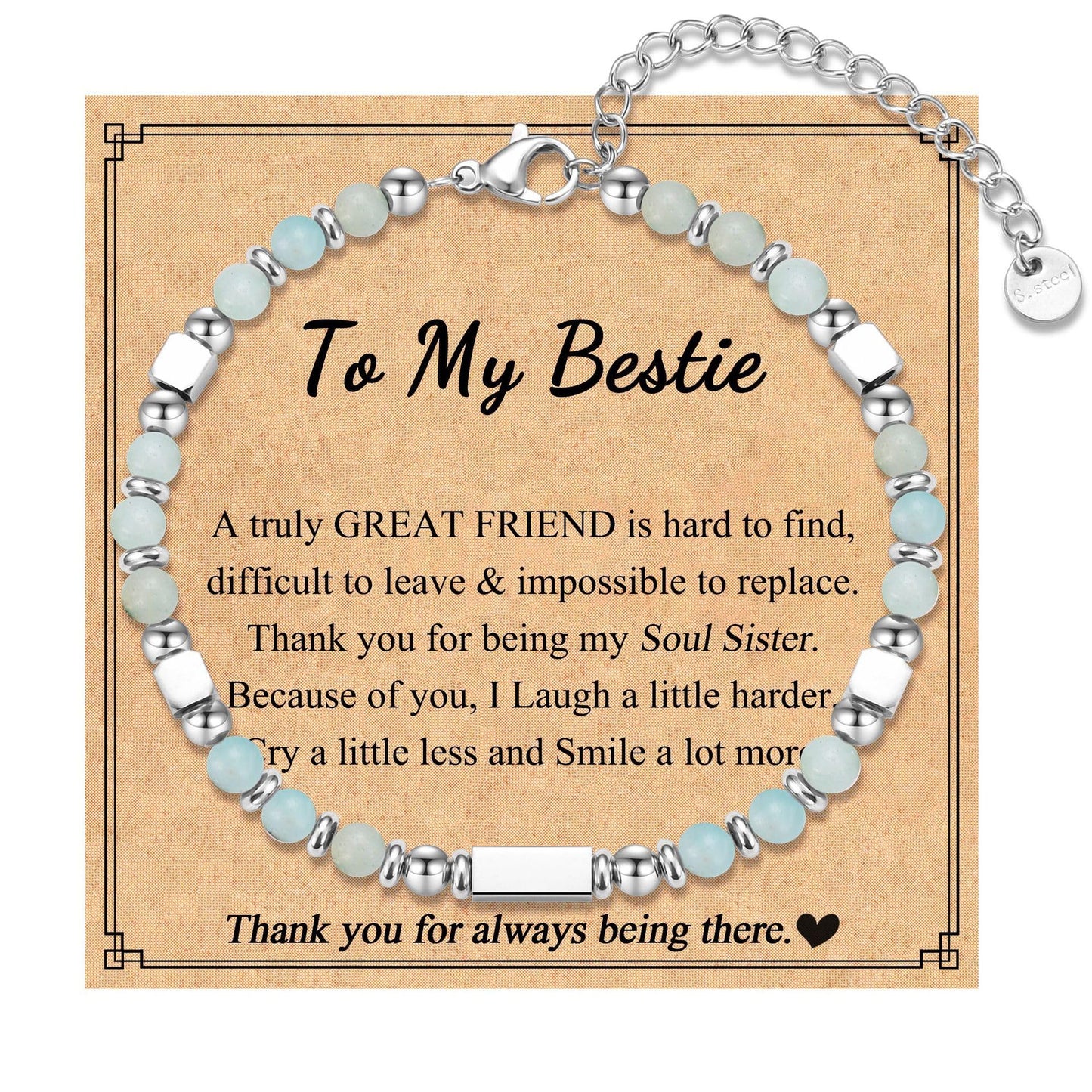 Sweet Cartoon Square Stainless Steel Beaded Bracelet