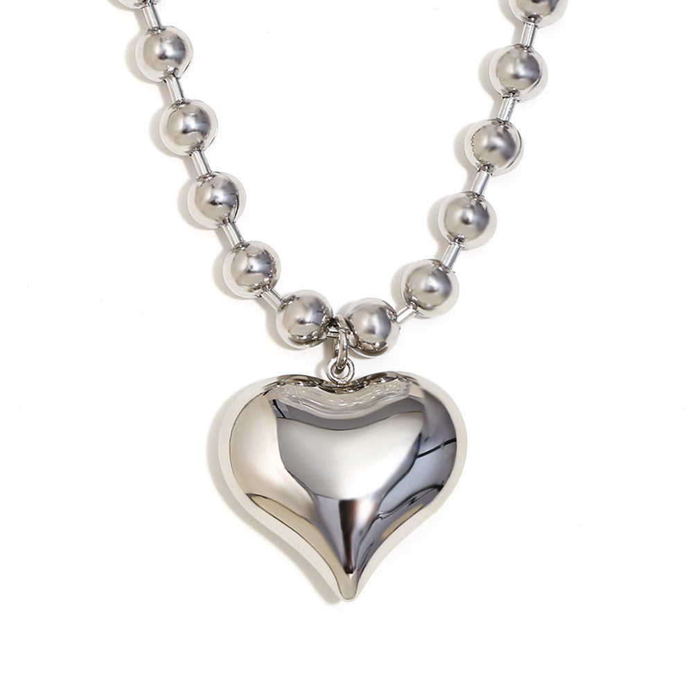 Fashionable Heart-Shaped Stainless Steel Pendant Necklace with 18K Gold Plating for Women