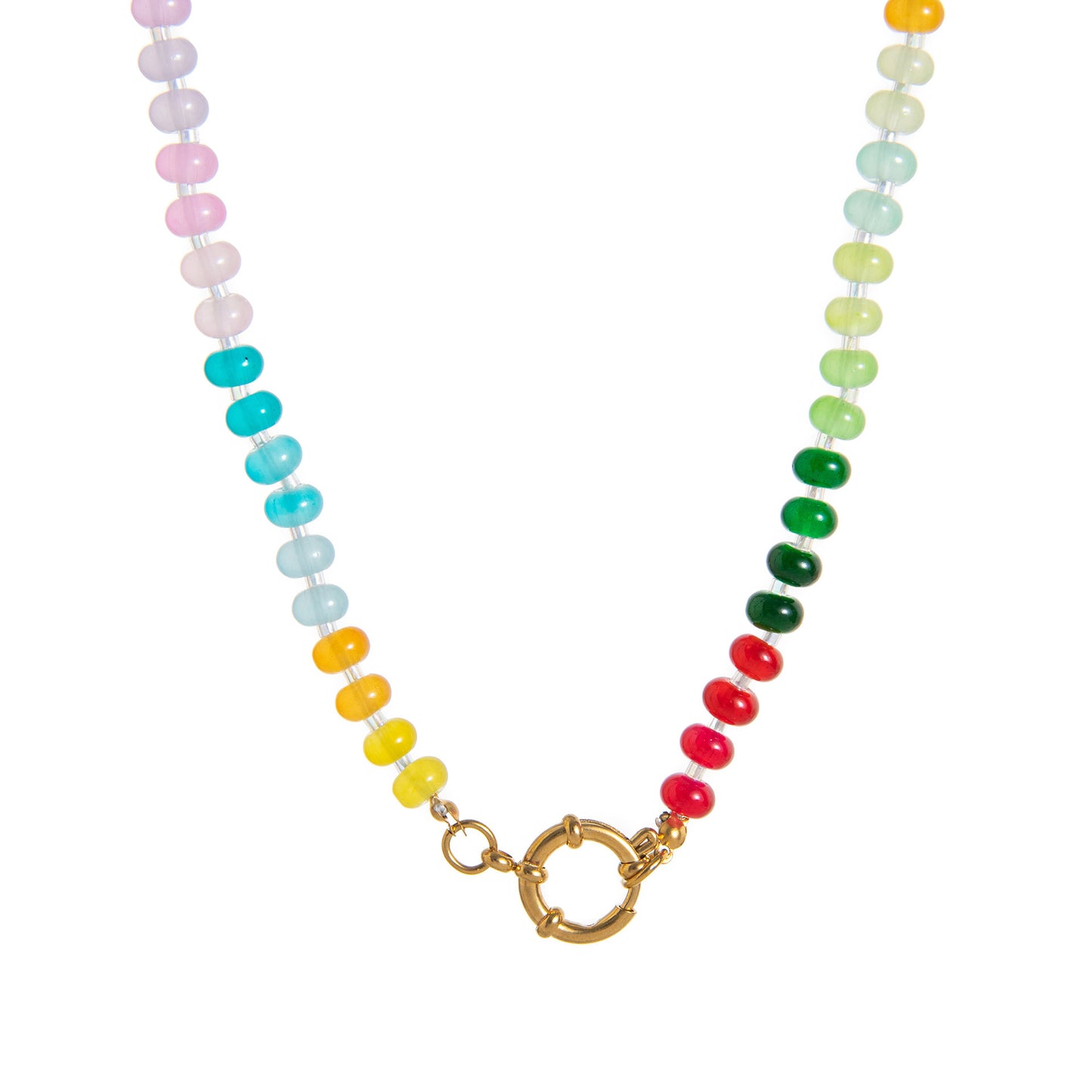 Colorful Geometric Round Pendant Stainless Steel Plated Necklace for Women DIY Charm Bar