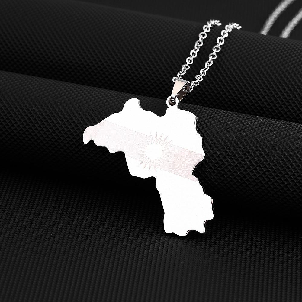 Collana con Pendente Geometrico Vintage in Acciaio Inossidabile con Finitura Smaltata per Uso Unisex