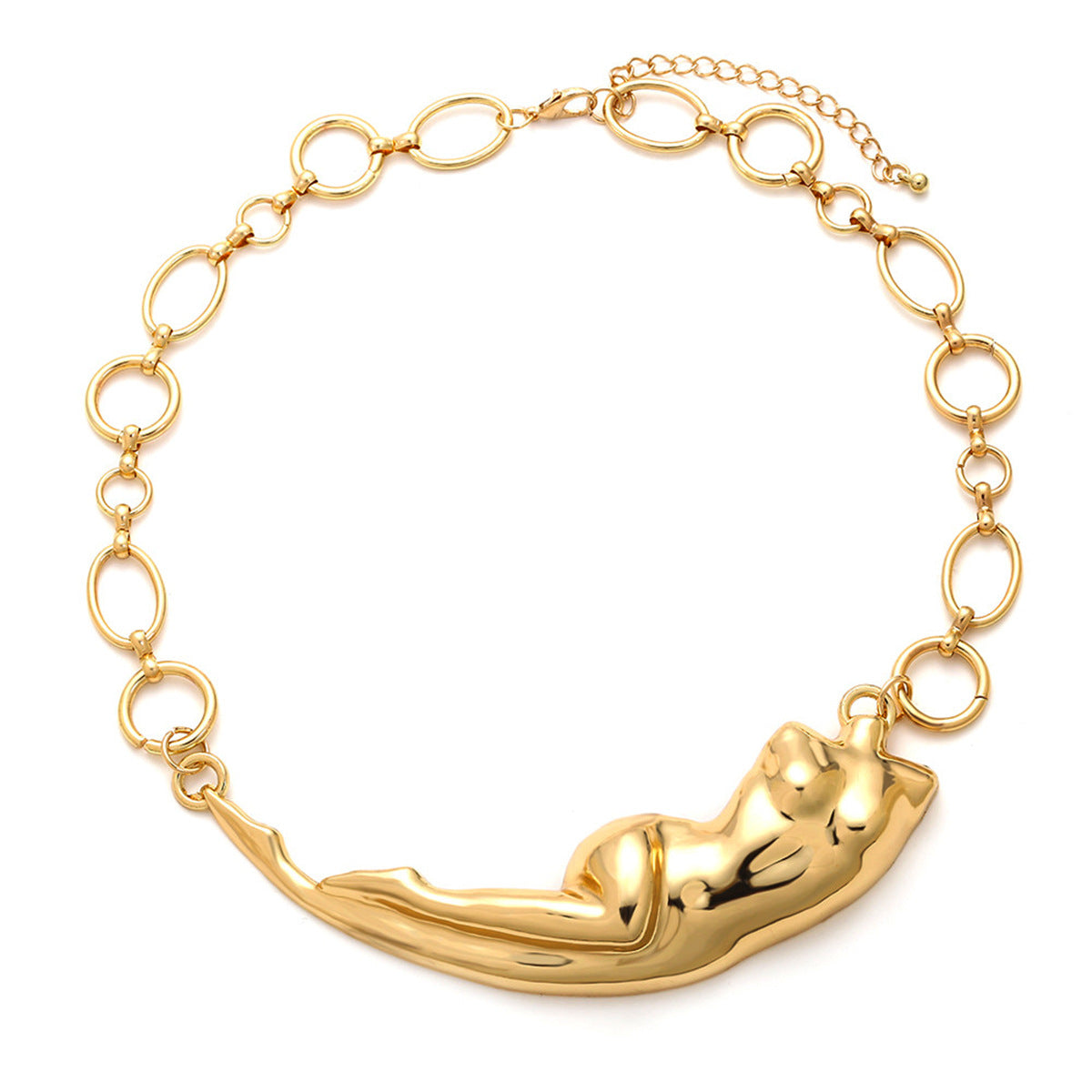 Collar metálico geométrico irregular exagerado para mujer con colgante de aleación chapado y detalle de resina esmaltada