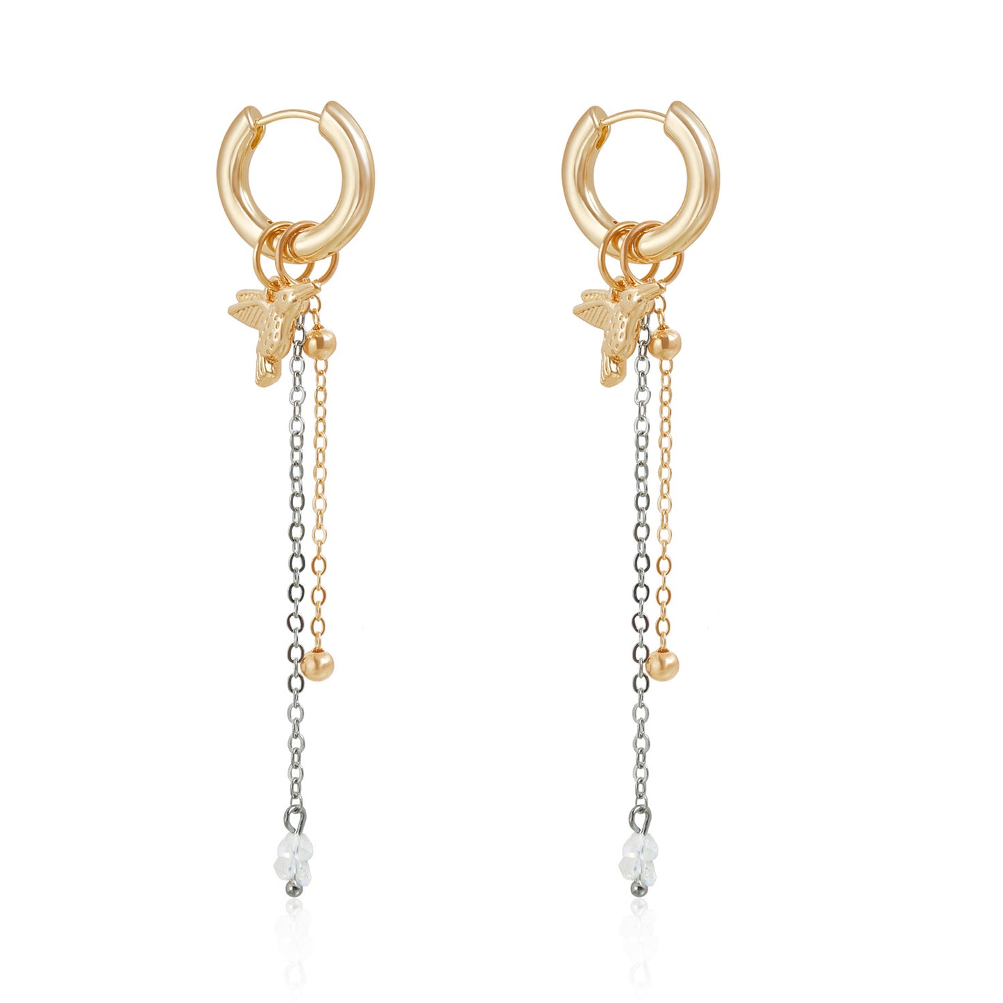 Collar con colgante de aleación con forma de pájaro de estilo minimalista con detalles en oro y cristal para mujer