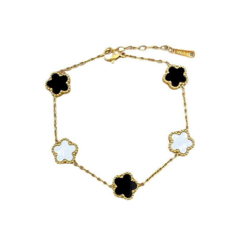 Vintage Sweet Flower Shell Titanium Steel Bracelet for Women