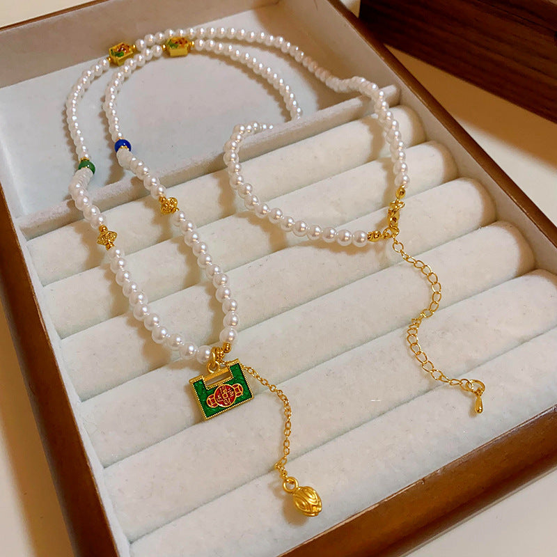 Nuevo Collar Colgante de Loto y Abanico Estilo Chino en Aleación con Baño de Oro, Diseño Geométrico, Elegante Cadena de Clavícula para Mujer