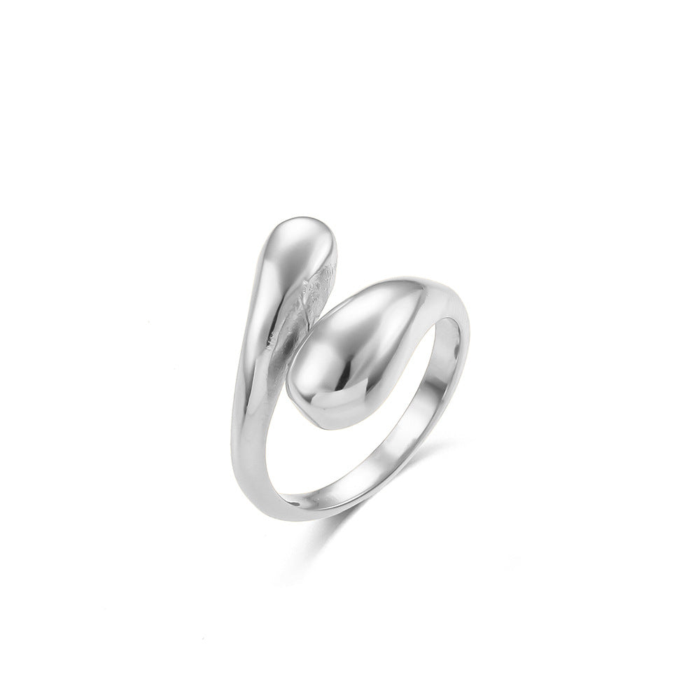Anello da donna regolabile in acciaio inossidabile con serpente geometrico minimalista e finitura lucida
