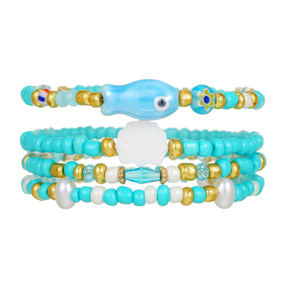 Casual Handmade Seed Beads Shell Imitation Pearl Bracelet