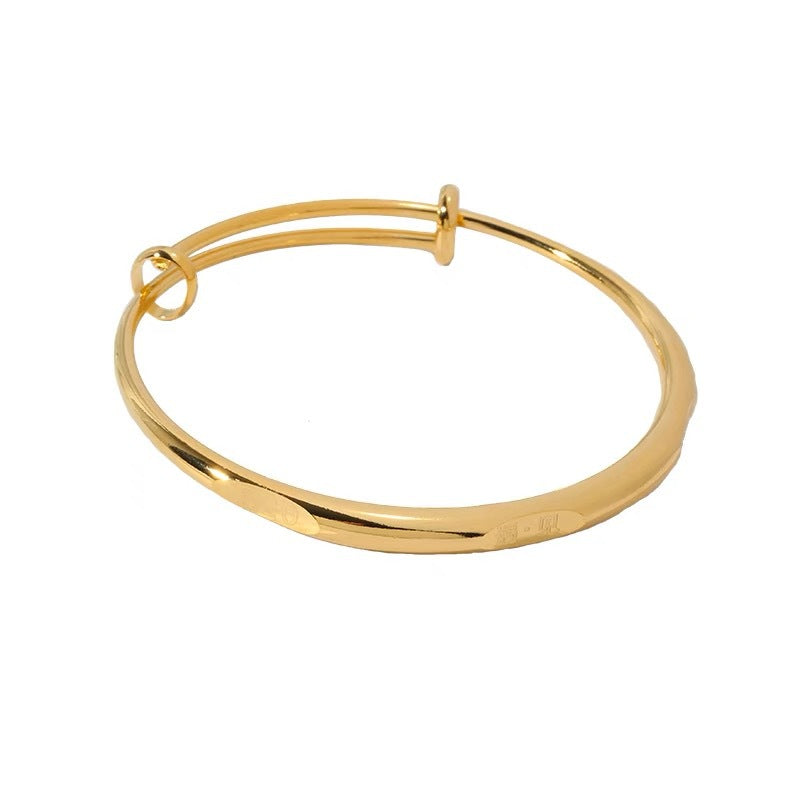 Minimalist Chinese Style Copper Bracelet with Plated Finish for Women, Geometric and Elegant Hand Jewelry