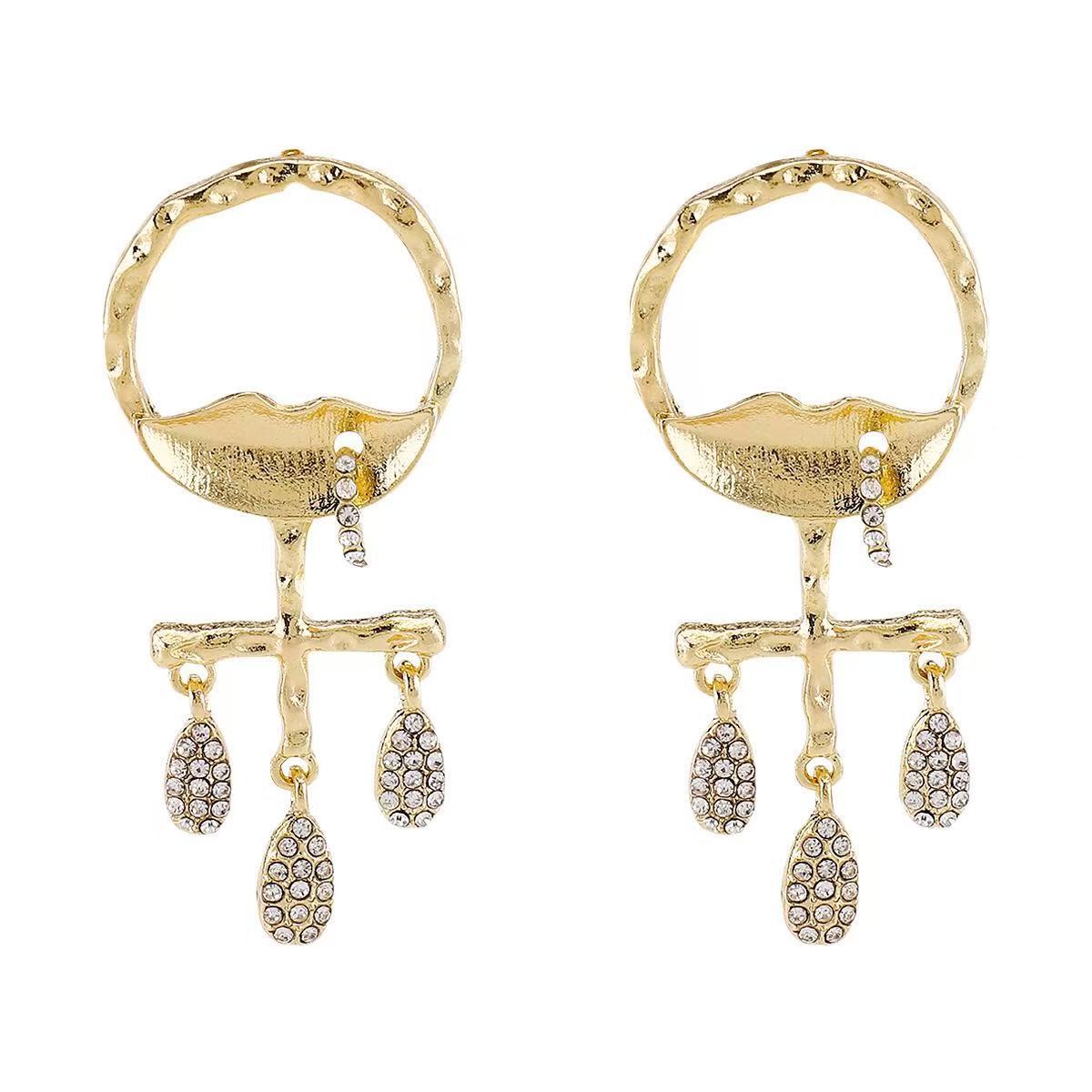 Orecchini pendenti da donna con strass a forma di Occhio di Allah esagerato, stile vintage
