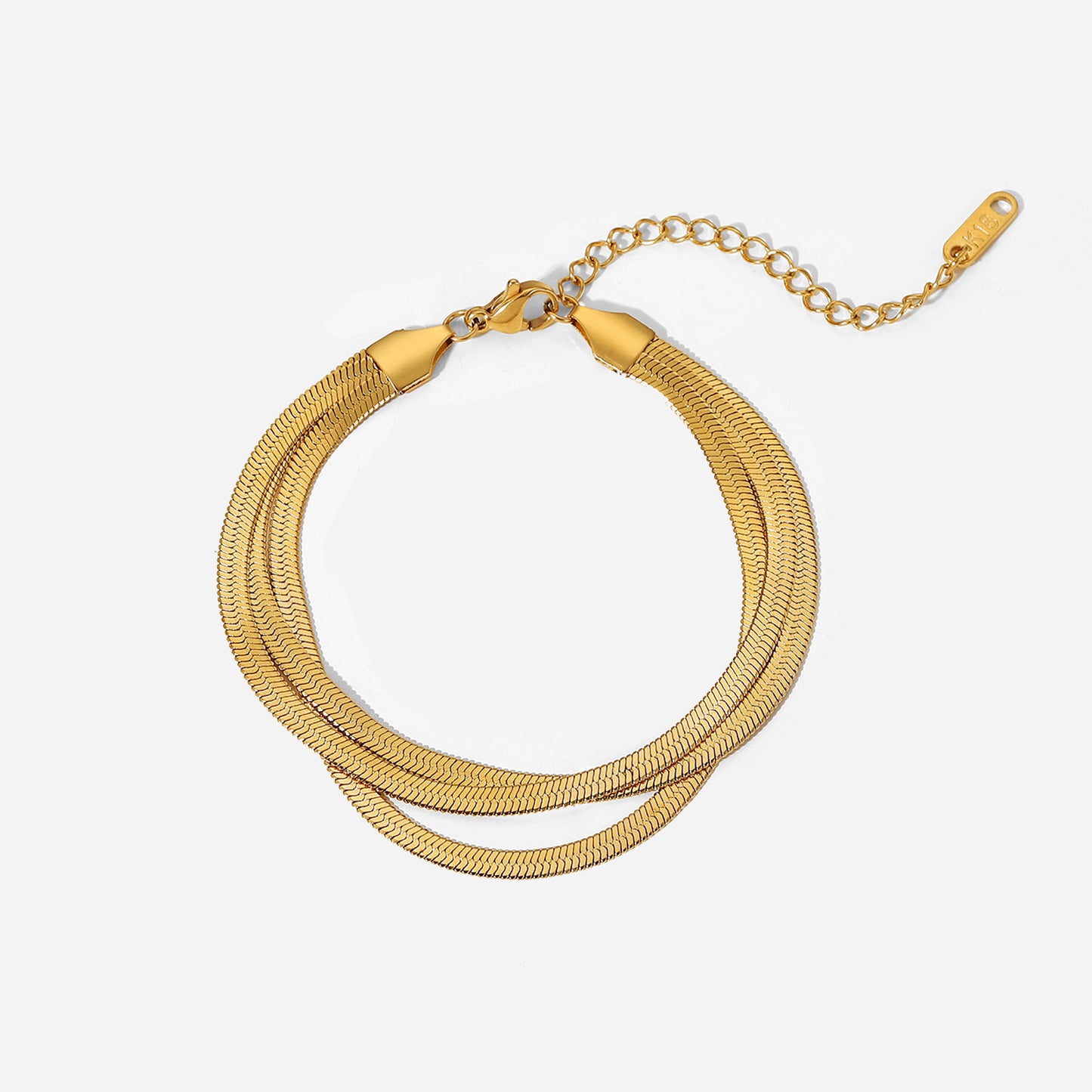 Minimalist Geometric Stainless Steel Snake Chain Bracelet for Women with 18K Gold Plating Stackable Wrist Jewelry