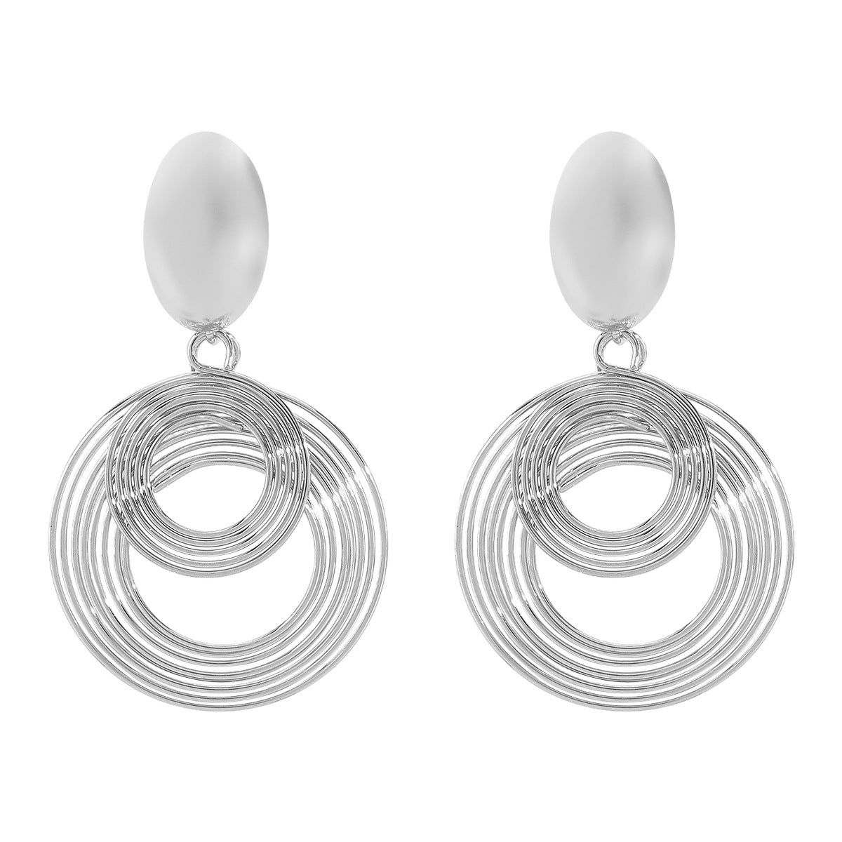 Orecchini da donna in metallo minimalista geometrico circolare cavo con finitura galvanizzata