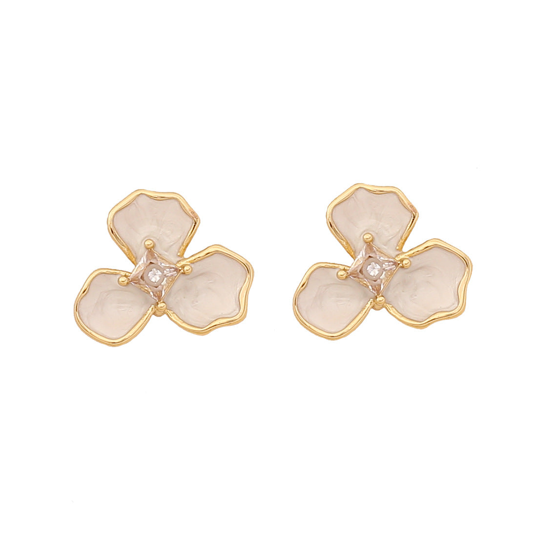 Orecchini a perno in acciaio inossidabile smaltati floreali vintage con design a petalo