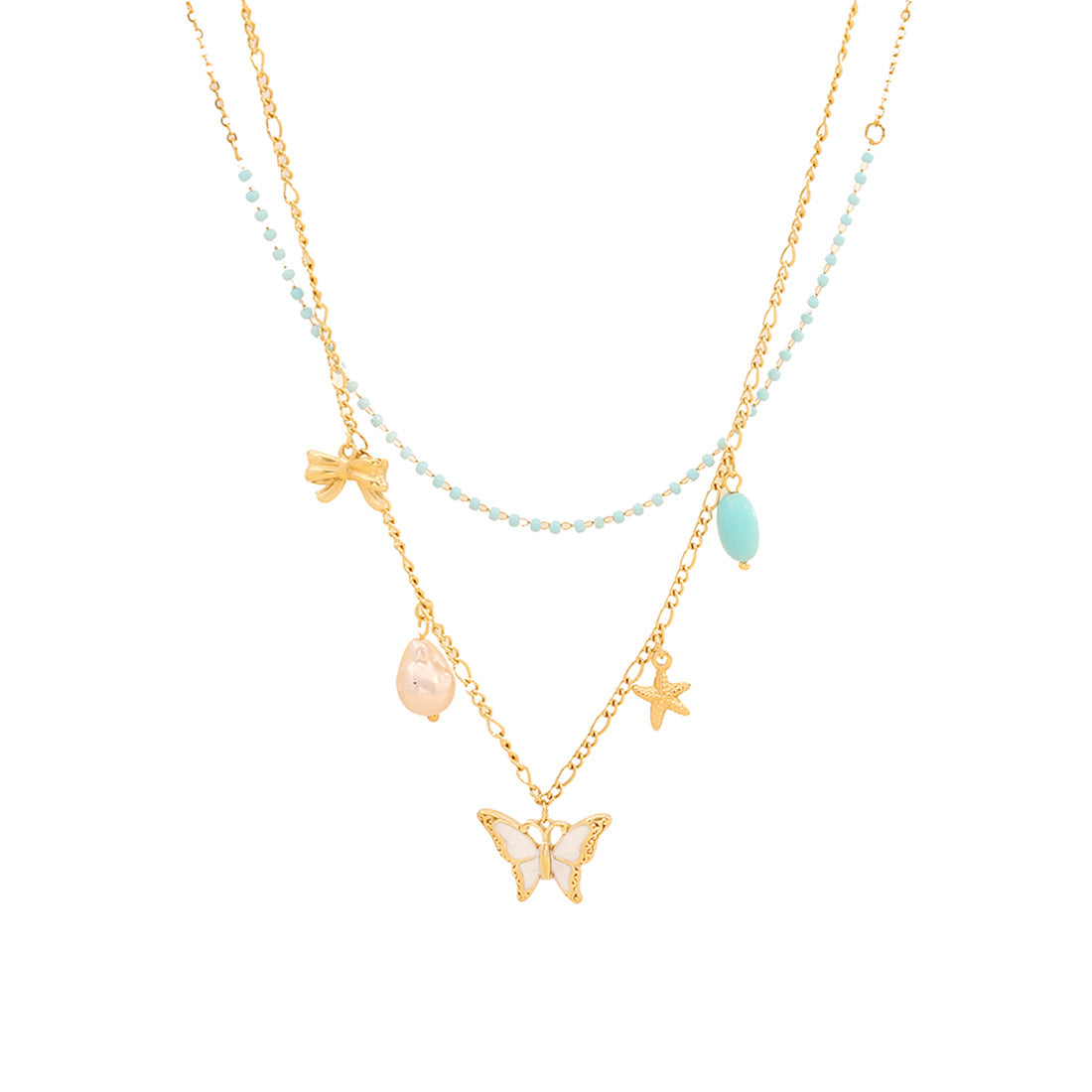 Fashion Butterfly Pendant Necklace in Stainless Steel with Plated Finish for Women