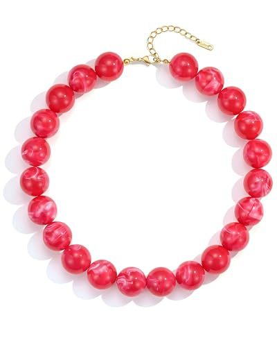 Casual Round Acrylic Bead Necklace Polished Ball Chain Women's Fashion Choker