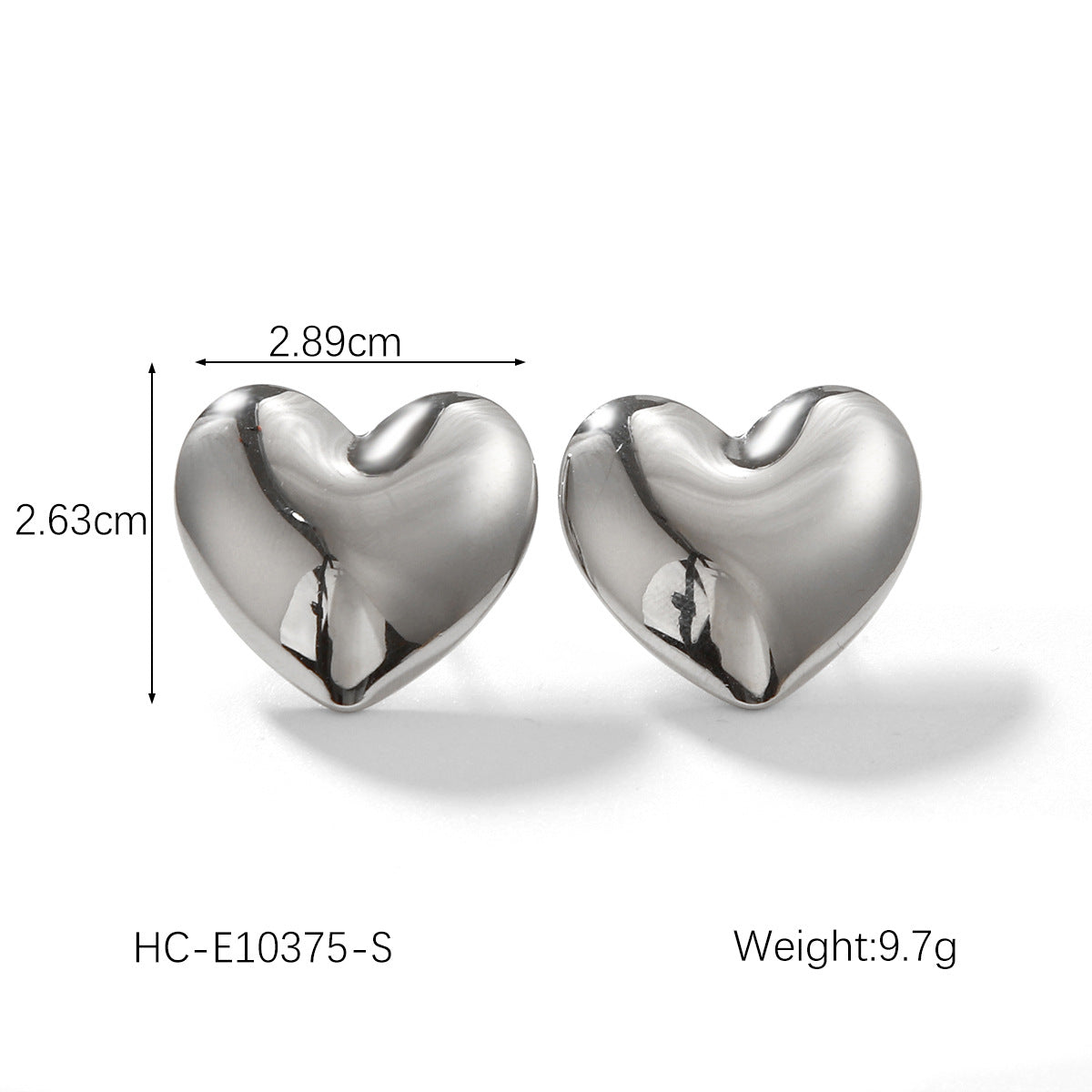 Orecchini da donna minimalisti in acciaio al titanio a forma di cuore con placcatura in oro 18 carati