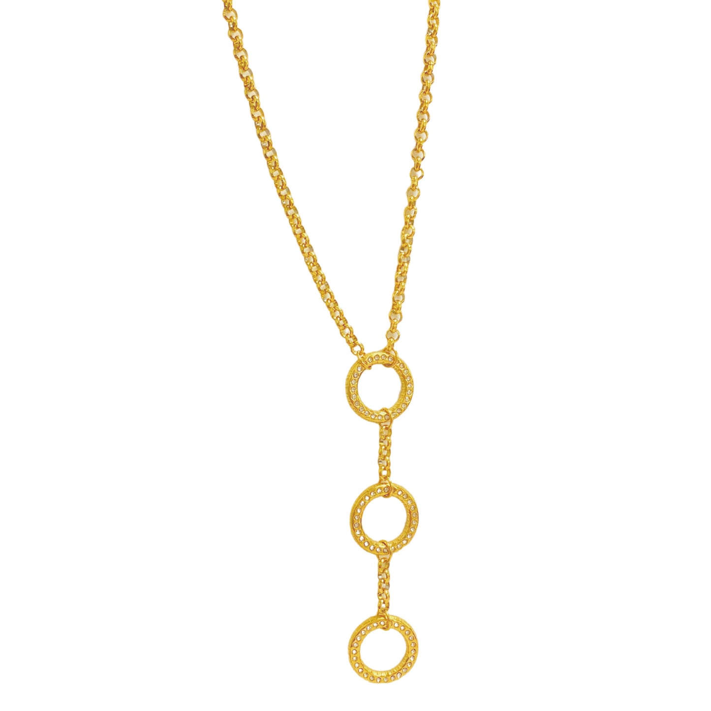 Elegant Gold Plated Titanium Steel Round Geometric Micro-set Cubic Zirconia Thick Chain Necklace