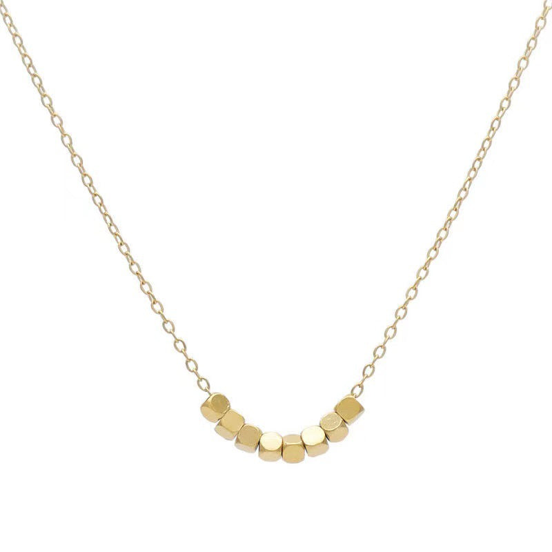 Geometric Square Stainless Steel Necklace for Women with Plated Finish and O-Chain