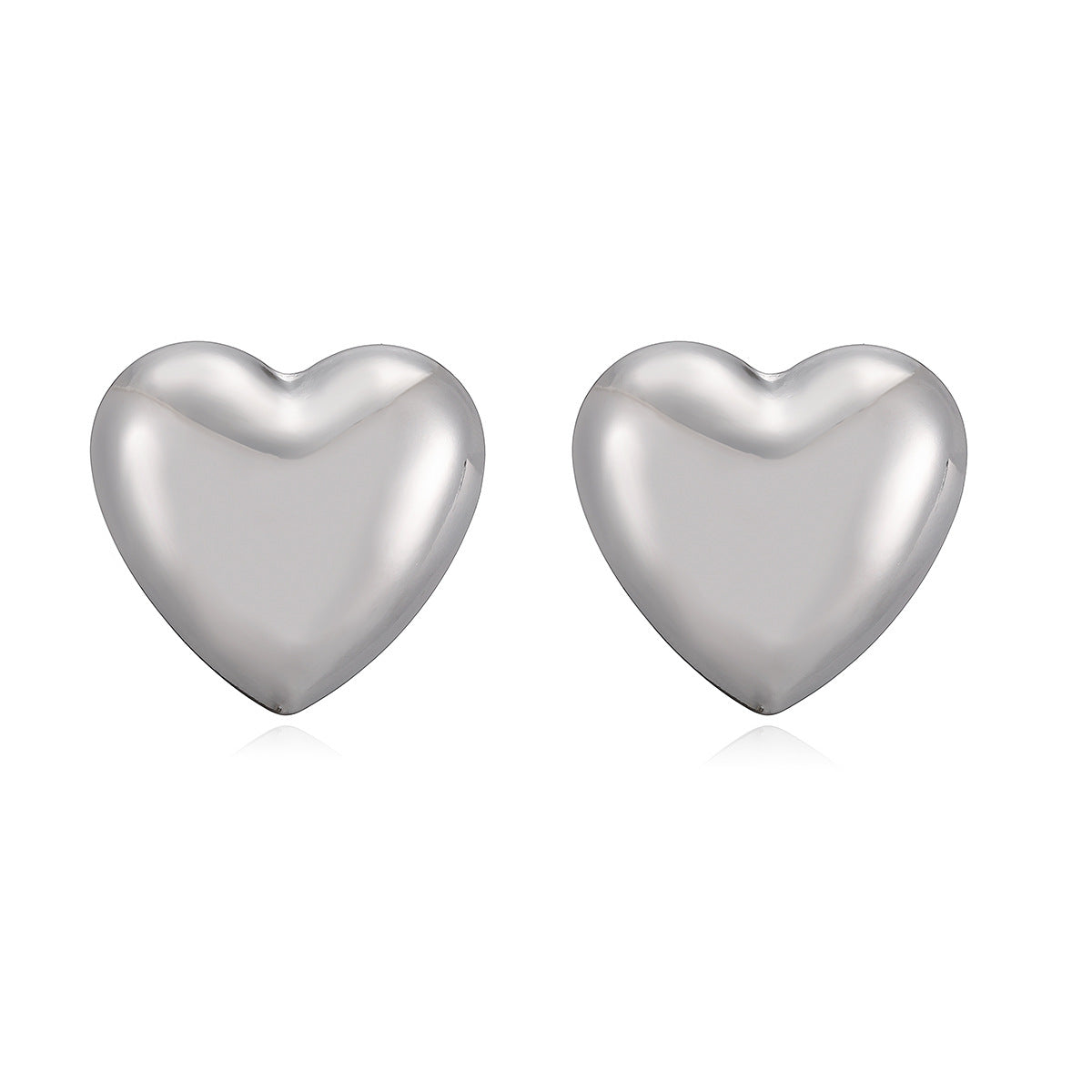 Minimalist Elegant 18K Gold Plated Brass Geometric Heart Stud Earrings for Women