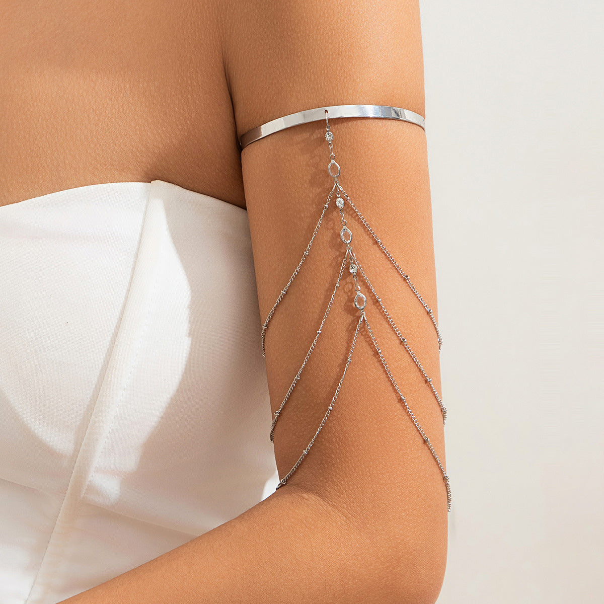 Minimalist Butterfly Pendant Arm Chain for Women with Plated Metal U-Shaped Link Design