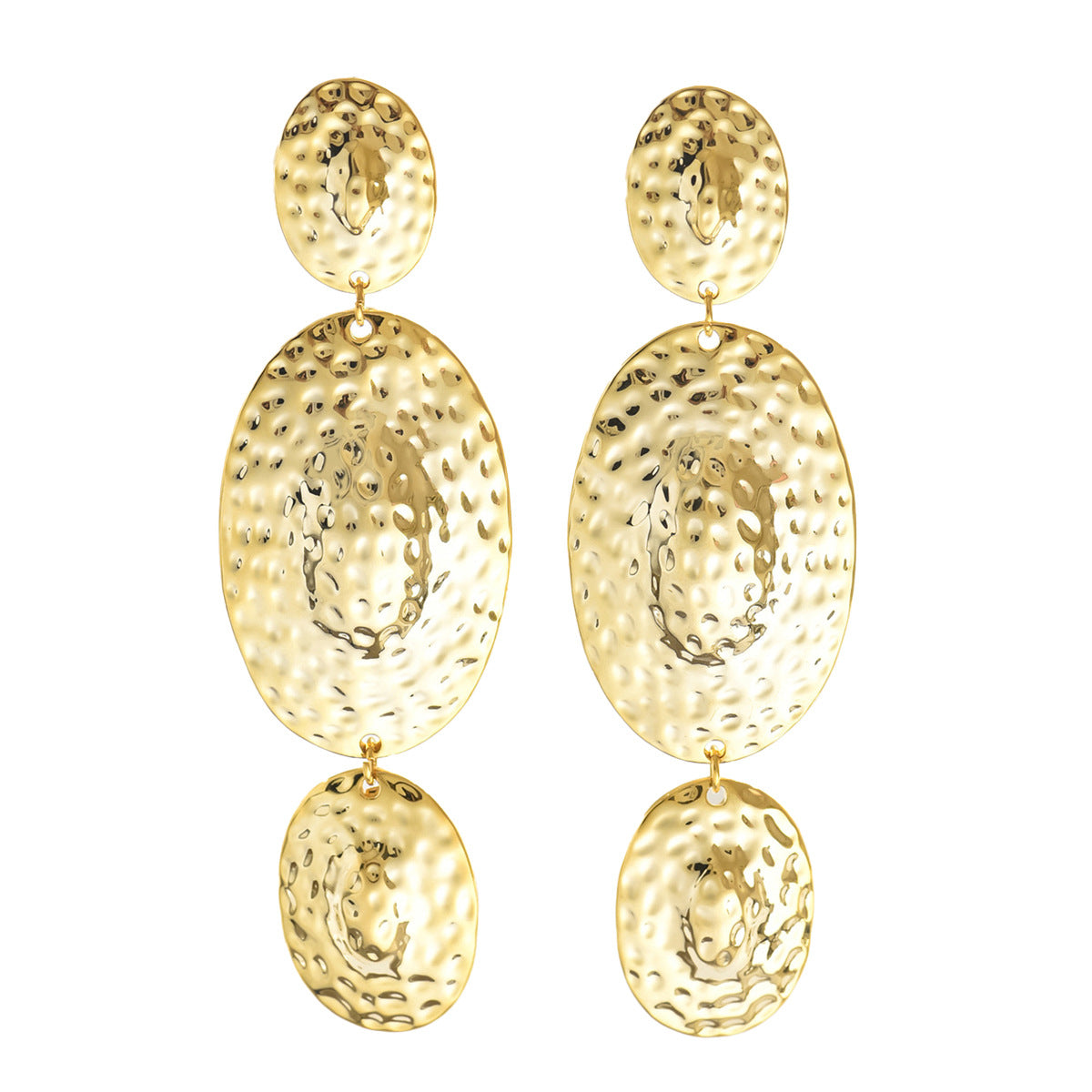 Pendientes de aro minimalistas geométricos chapados en oro para mujer de aleación con postes de acero inoxidable