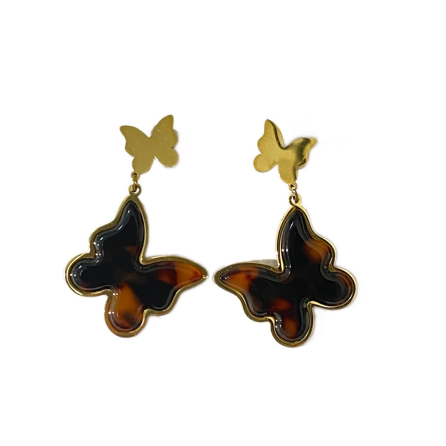 Unique Geometric Butterfly Heart Clover Shell Inlay Stainless Steel Earrings for Unisex