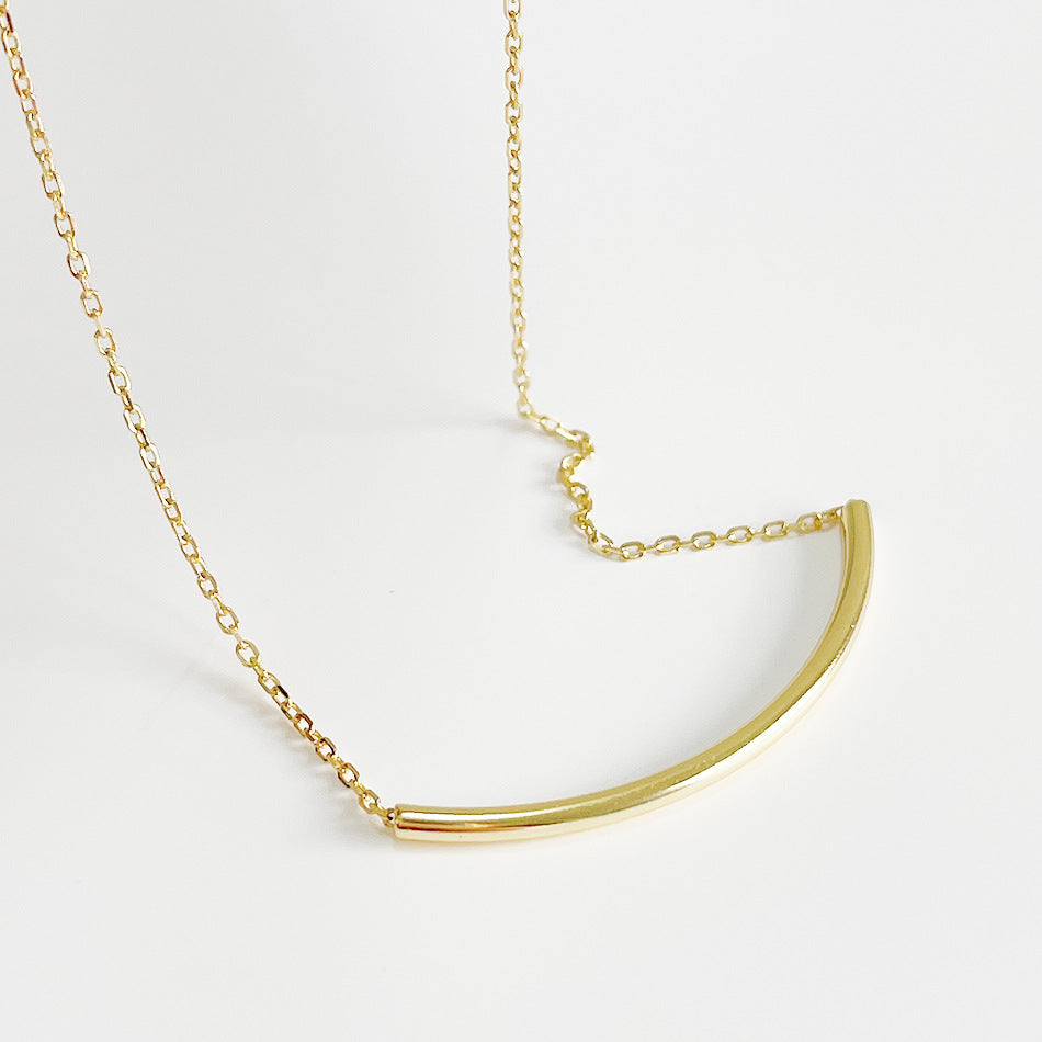 Sweet 925 Sterling Silver Geometric Round Fine Square Tube Necklace