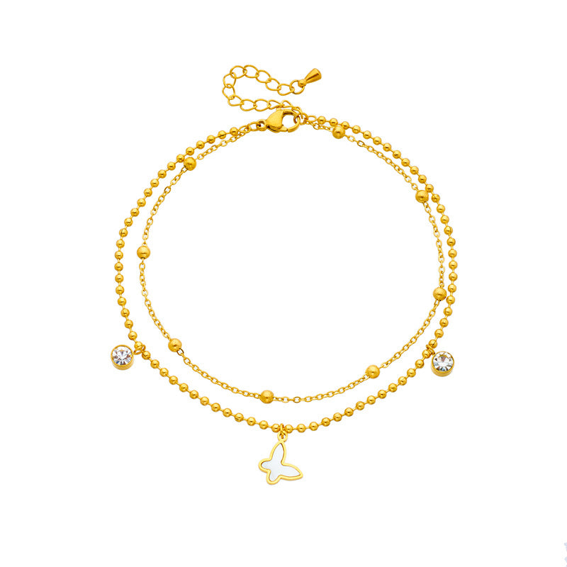 Cavigliera Vintage da Donna in Acciaio al Titanio a Forma di Farfalla con Strass