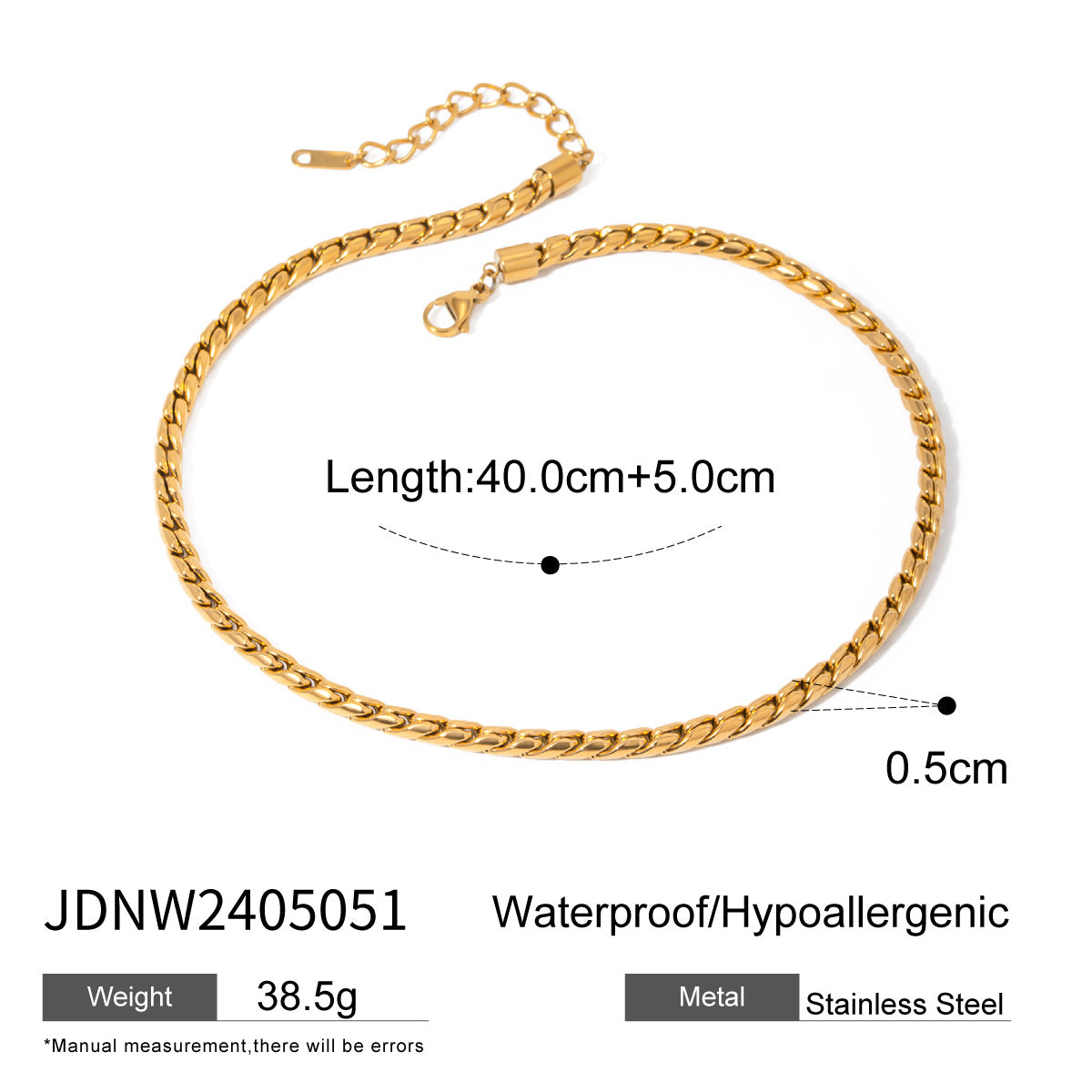 Minimalist Titanium Steel S-Link Necklace for Women Stainless Steel Electroplated Irregular Cold-Tone Jewelry