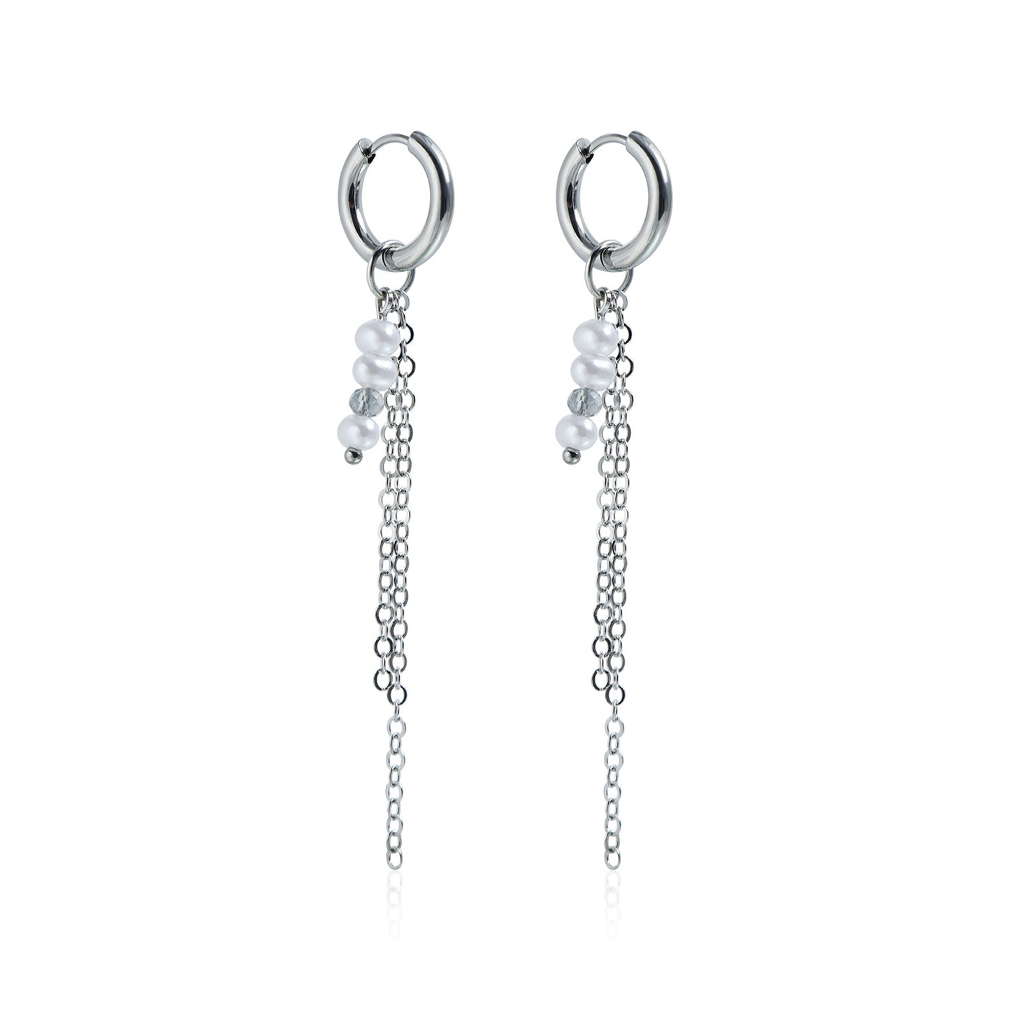 Casual Geometric Alloy Necklace with Pearl and Crystal Inlay Plated Finish Cable Chain for Women and Men
