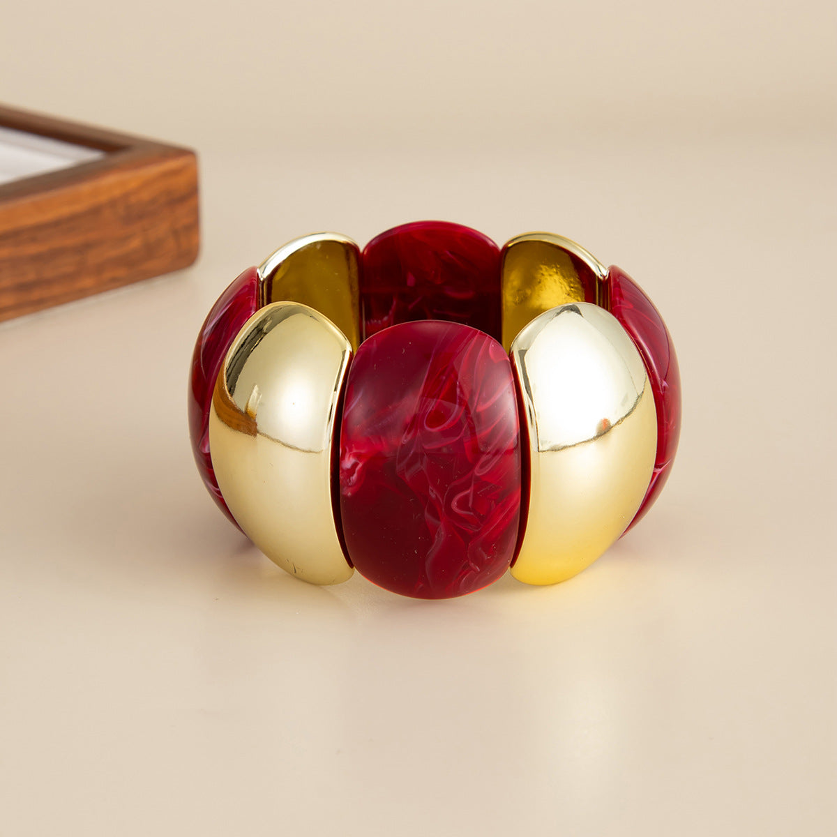 Vintage Gradient Resin Oval Geometric Bracelet