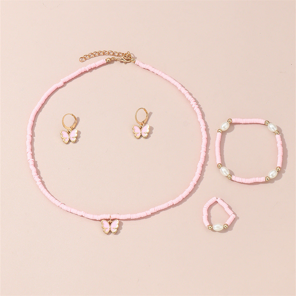 Collana con Ciondolo a Farfalla Minimalista da Ragazza in Resina con Charm in Lega su Catena Box