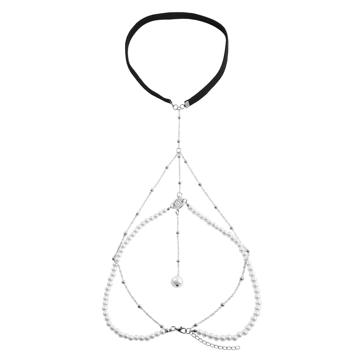 Geometric Alloy Anklet for Women with Elastic Cord, Fashionable Leg Chain Jewelry