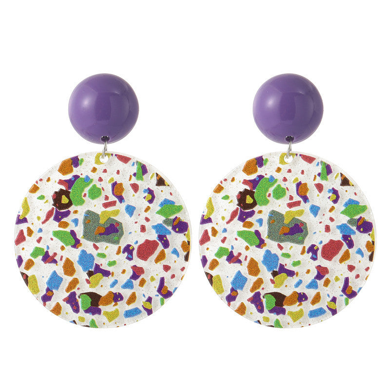 Orecchini acrilici geometrici mimetici colorati per bambini con perni in argento sterling 925