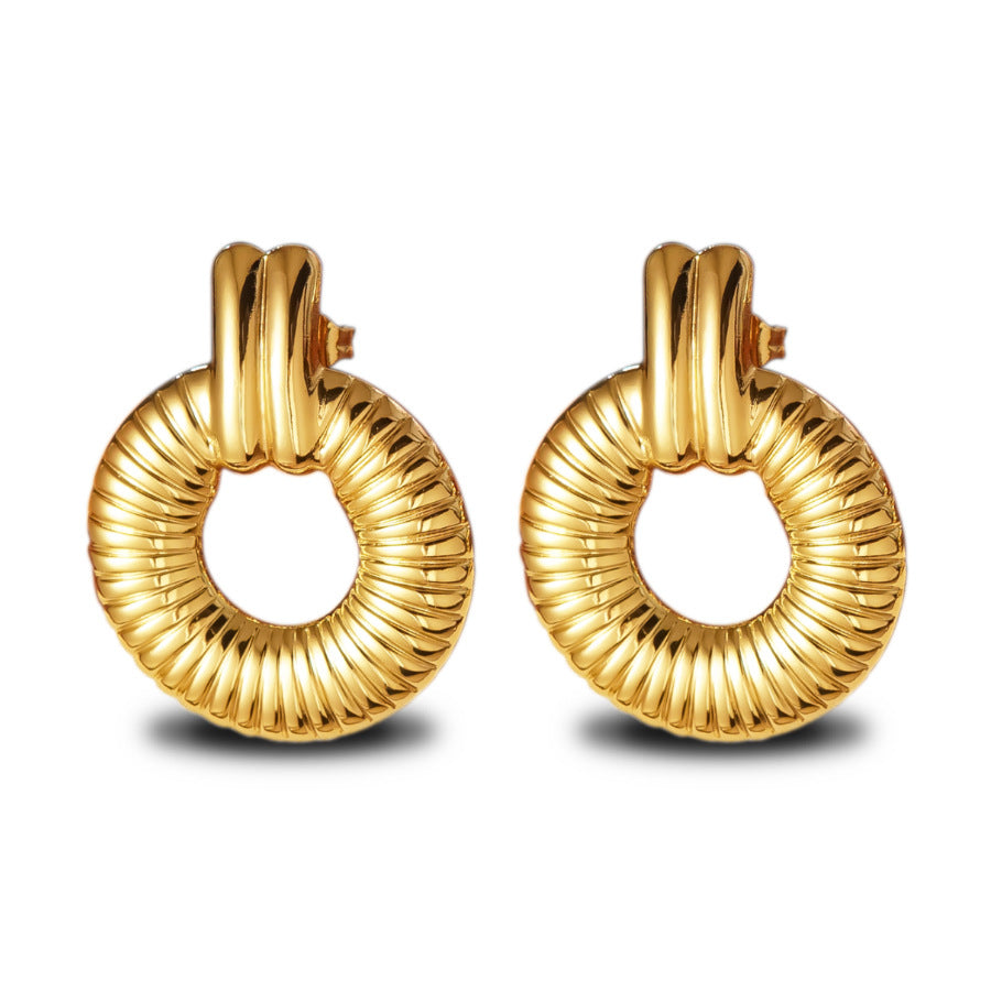 Orecchini a Cerchio da Donna Vintage Eleganti Geometria Vuota in Acciaio Inossidabile