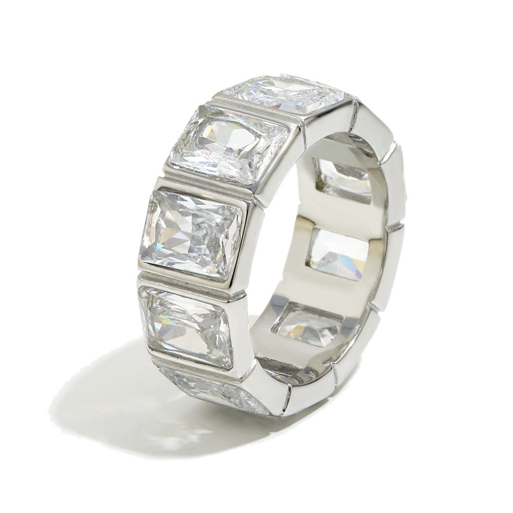 Minimalist Geometric Square Hollow 18K Gold Plated Stainless Steel Ring for Women