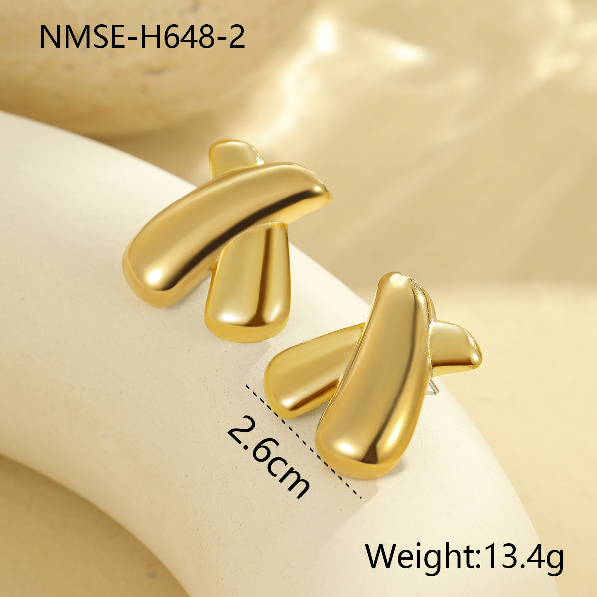 Pendientes de acero inoxidable estilo francés vintage geométricos con baño de oro de 18K para mujer