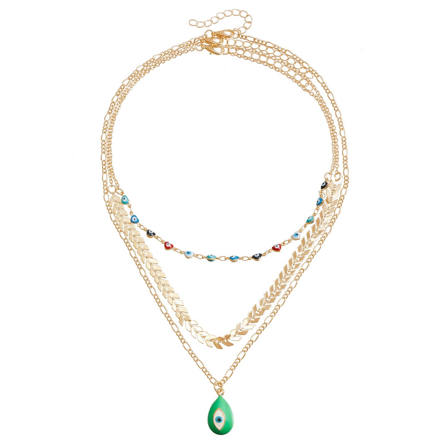 Collana vintage con ciondolo a occhio di Allah in lega con finitura smaltata su delicata catena snake per donna