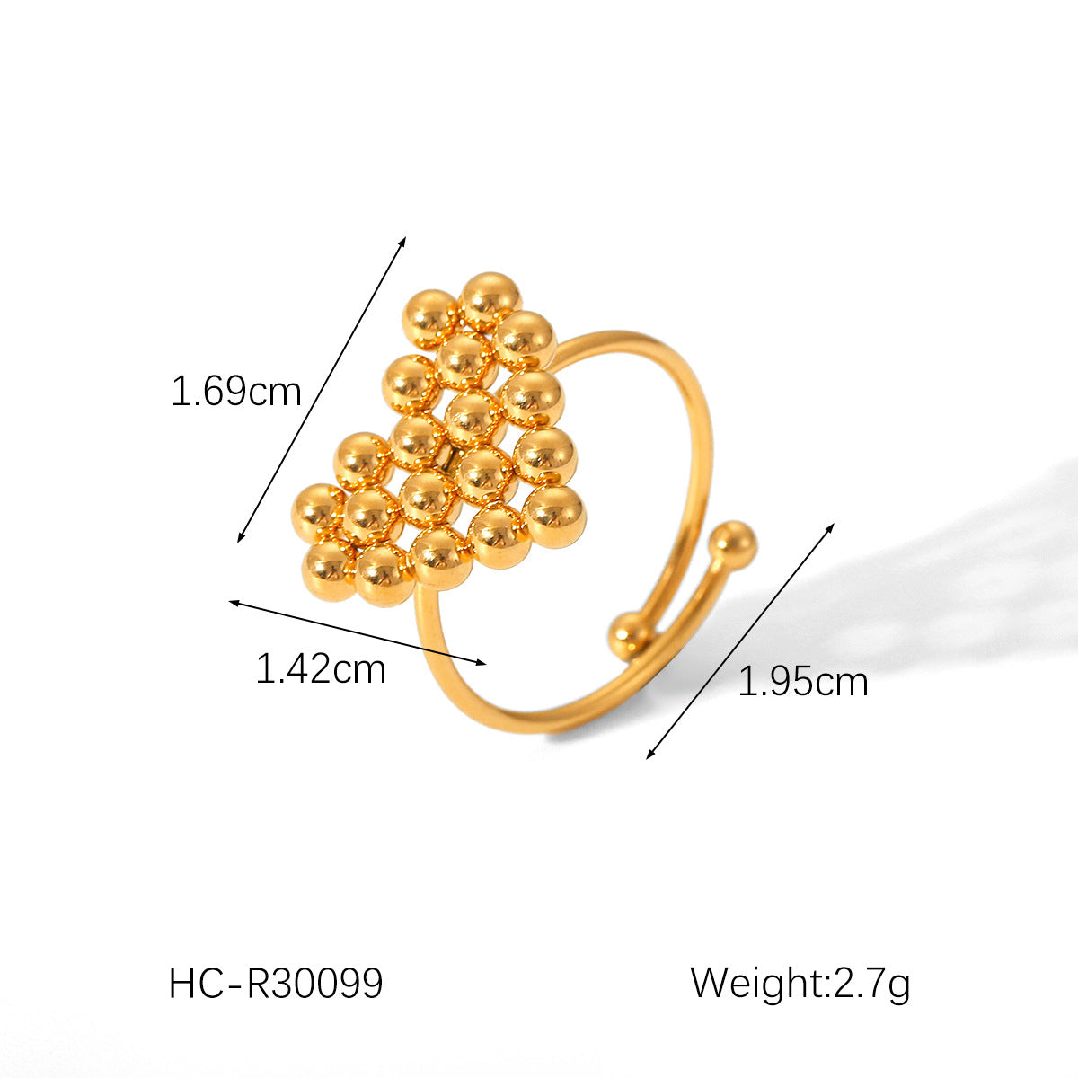 Anello da donna minimalista a forma di cuore in acciaio inossidabile placcato oro 18 carati