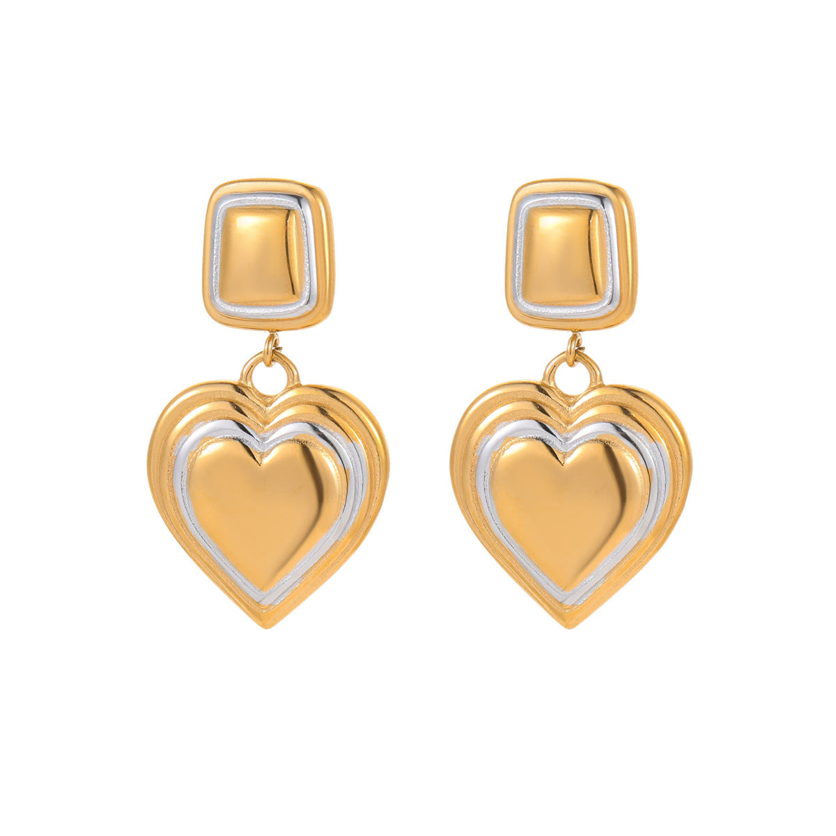 Orecchini a Cuore da Donna alla Moda in Acciaio Inossidabile con Placcatura in Oro 18K