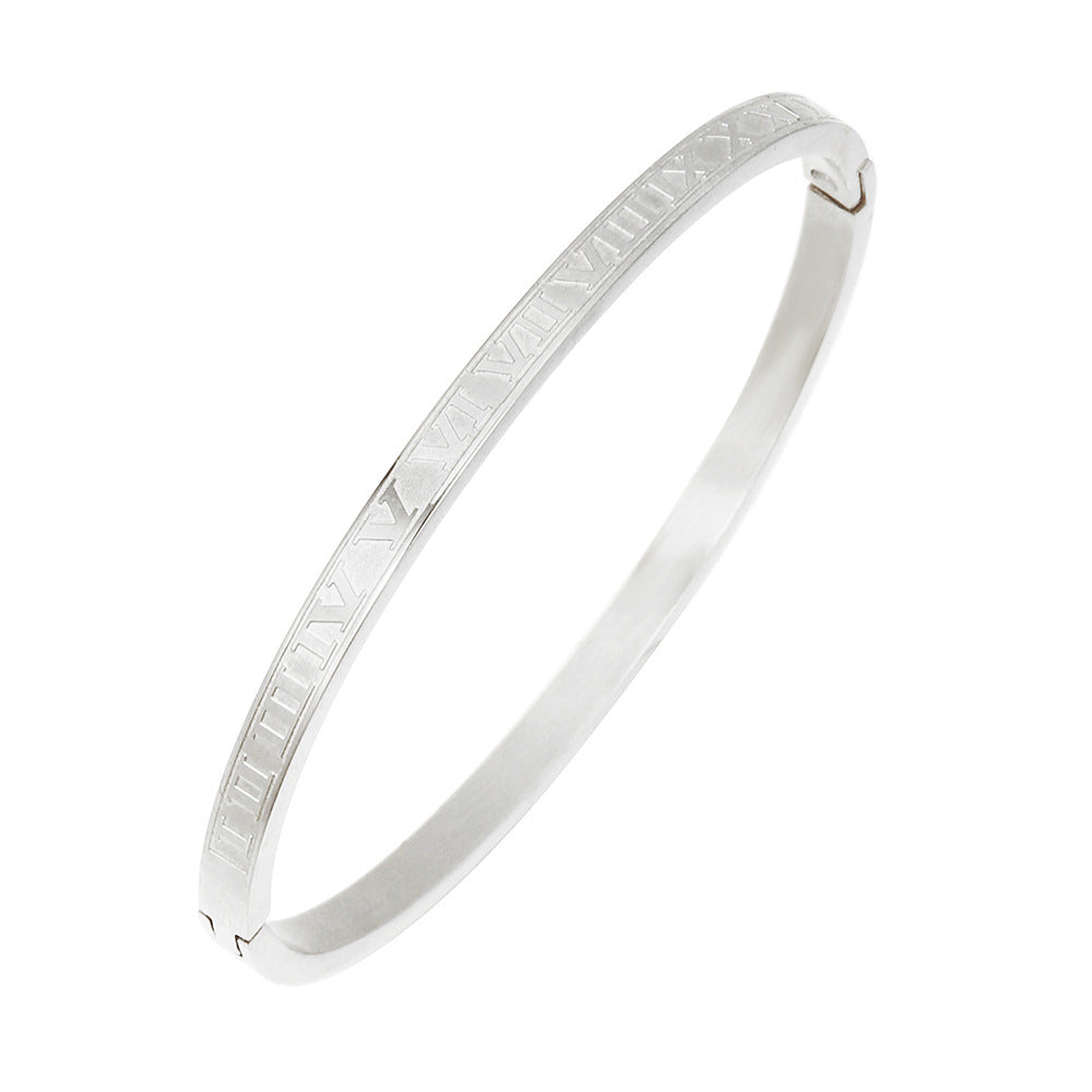 4MM Geometric Round Titanium Steel Plated Open Cuff Bracelet Unisex