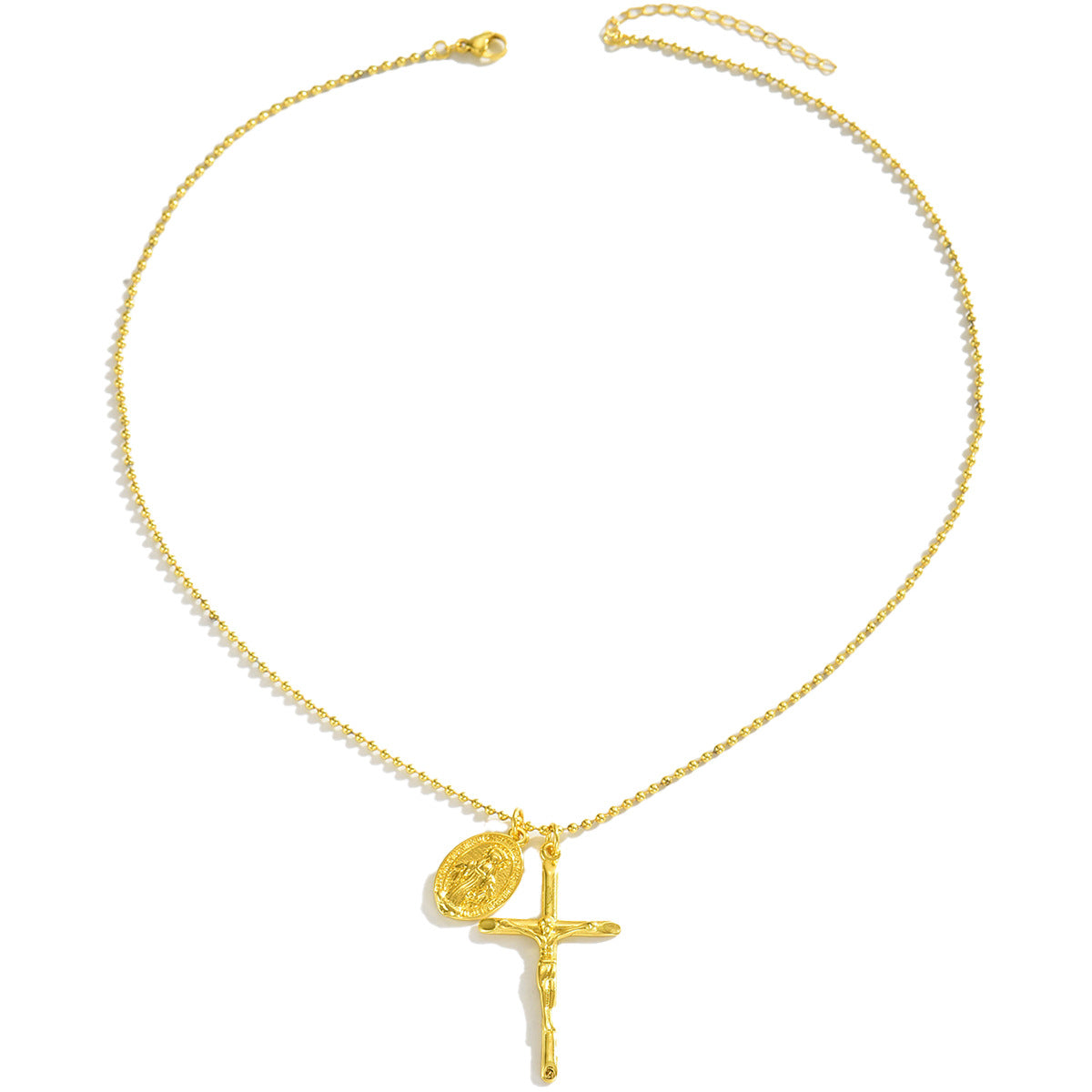 Collar con Colgante de Cruz Estilo Vintage de Cobre con Acabado Galvanizado para Mujer